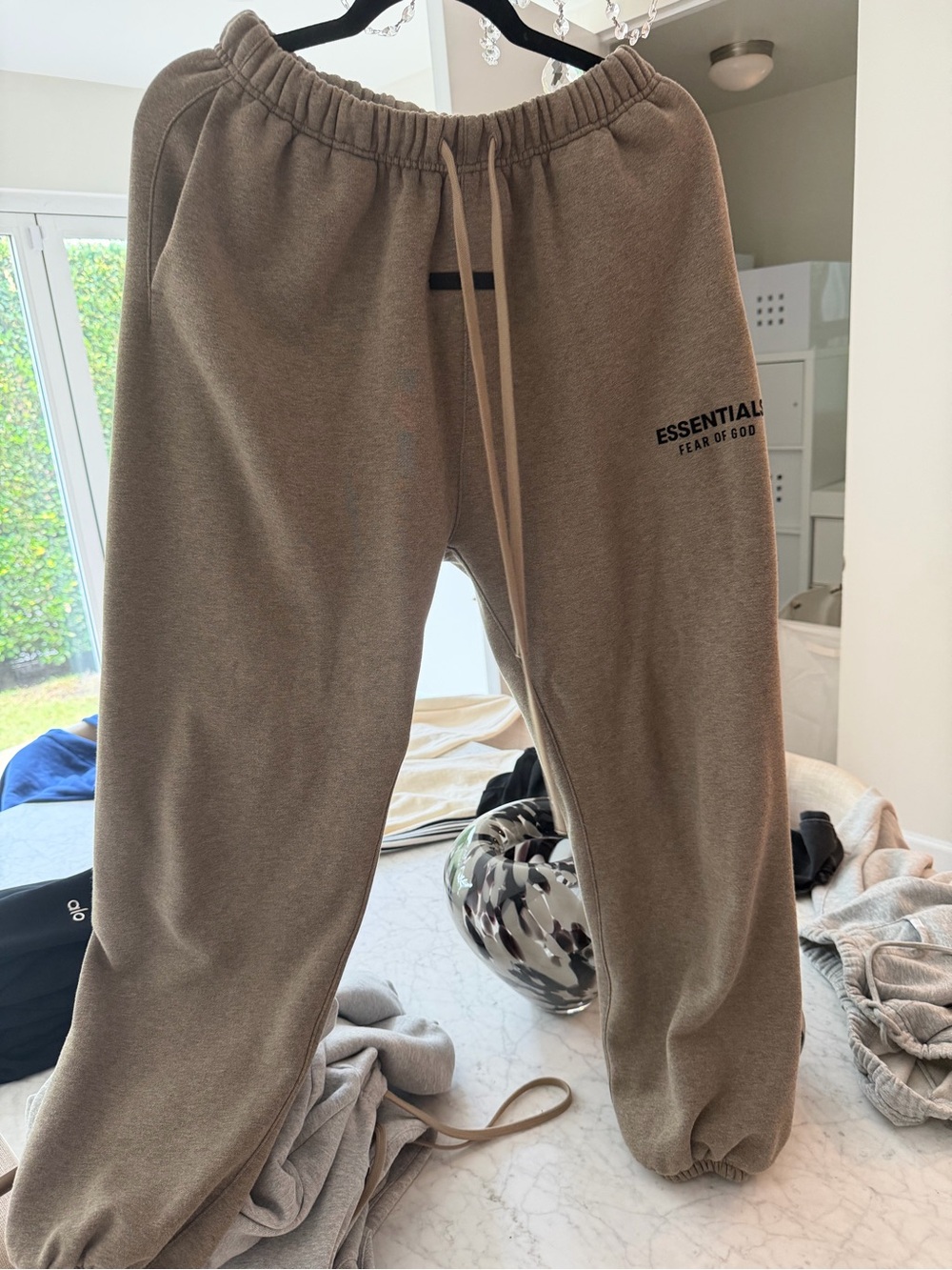 Essentials Taupe Brown Track Pants with Logo